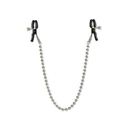Adjustable Beaded Silver Nipple Clamps Front