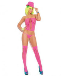 Vivace G String & Stockings Neon Pink O/S 1