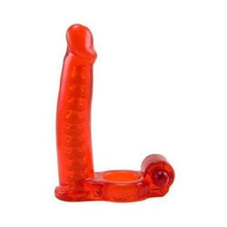 Double Penetrator Vibrating Cock Ring - Red