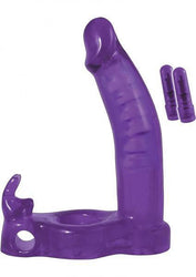 Double Penetrator Rabbit Cock Ring - Purple with Bullets