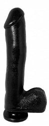 Basix 10 Inch Black Suction Cup Dildo Side