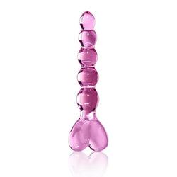 Icicles No. 43 Heart Shaped Beaded Glass Dildo Front
