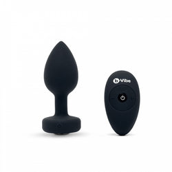 B Vibe Remote Control Vibrating Jewel Large Butt Plug Black